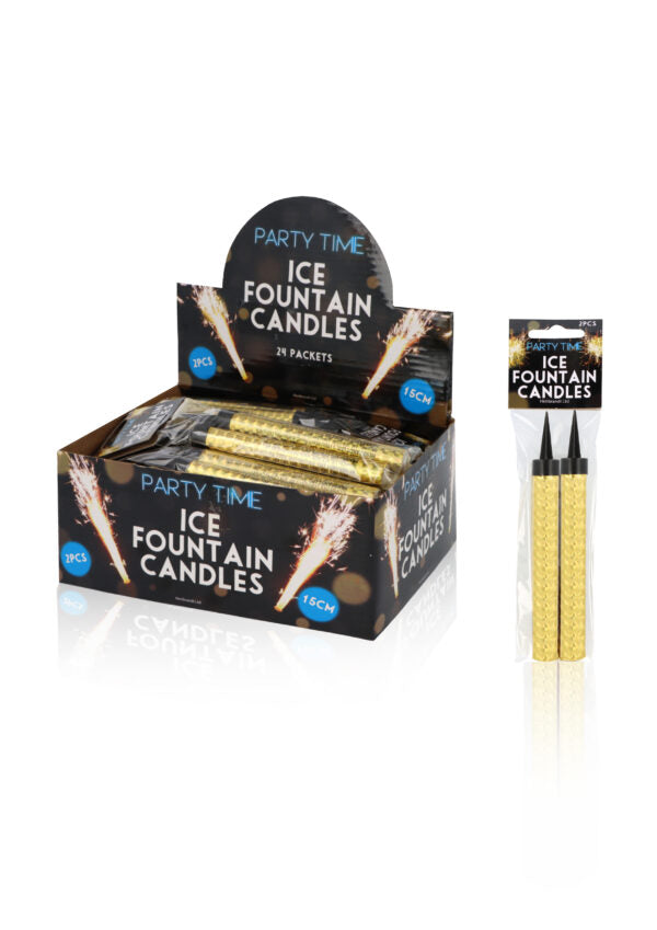 Gold Ice Fountain Candle Pack Of 2