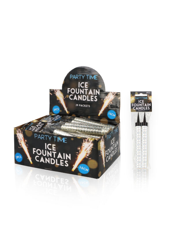 Silver Ice Fountain Candle Pack Of 2